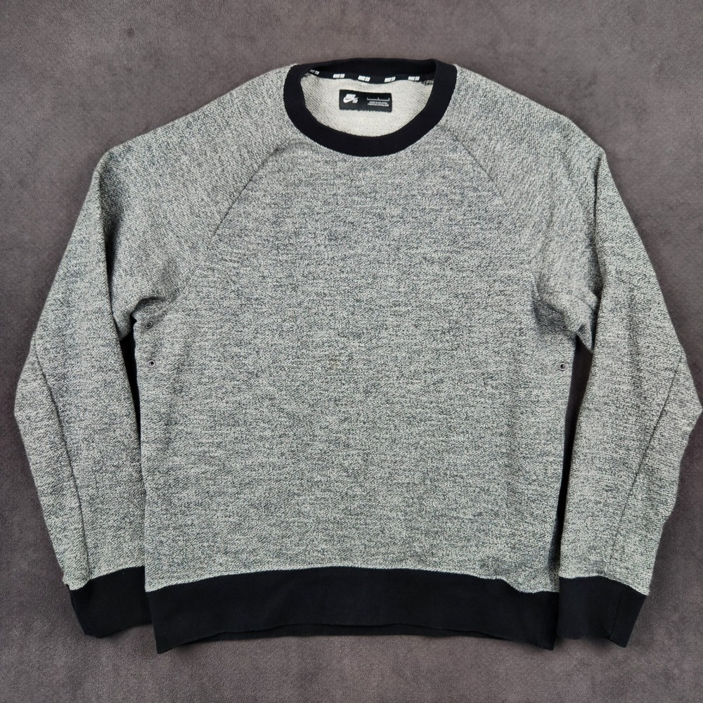 Nike SB Everett Sweatshirt Mens Large Gray Black Crewneck Raglan Pullover